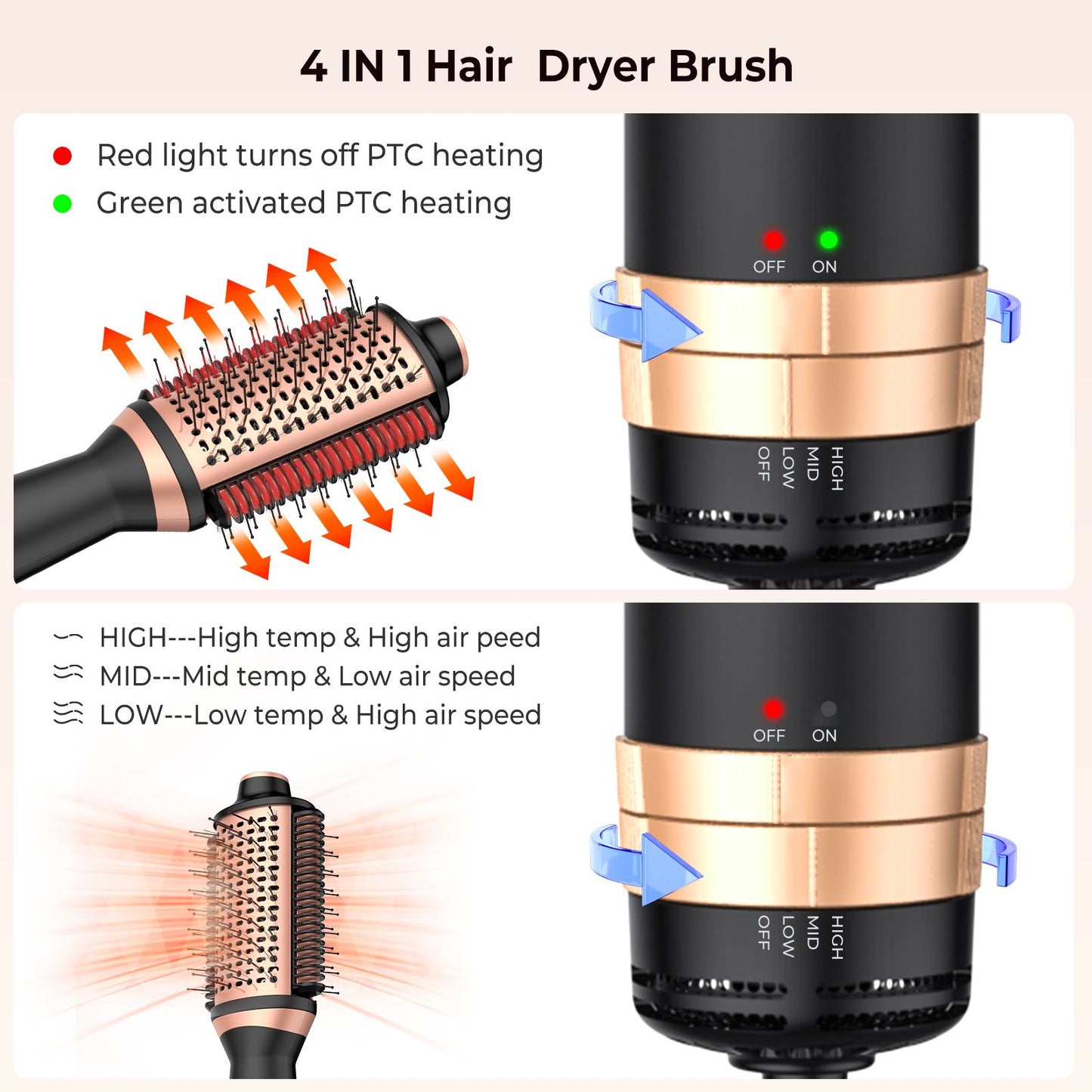 2 in 1 Blow Dryer Brush Hair Straightener Brush in One Hair Blowdryers Brush for Hair 1000W Hair Dryer Brush and Smooth Heated Comb Hair Straightener Brush Hot Air Brush for Drying, Volumizing