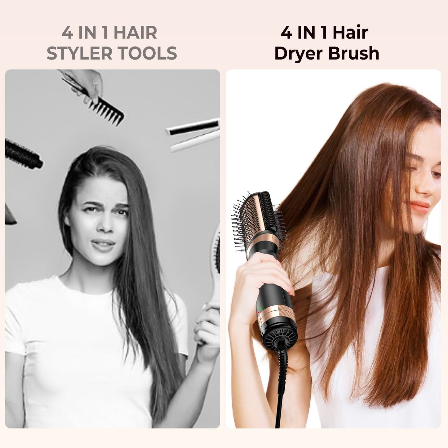 2 in 1 Blow Dryer Brush Hair Straightener Brush in One Hair Blowdryers Brush for Hair 1000W Hair Dryer Brush and Smooth Heated Comb Hair Straightener Brush Hot Air Brush for Drying, Volumizing