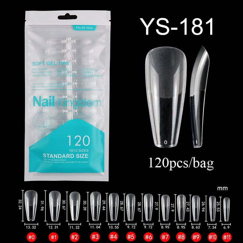 Hot Selling 120pcs Artificial Nails Acrylic Press on Nails Coffin False Nails Clear Fake Nail Tips for Extension Manicure Tool