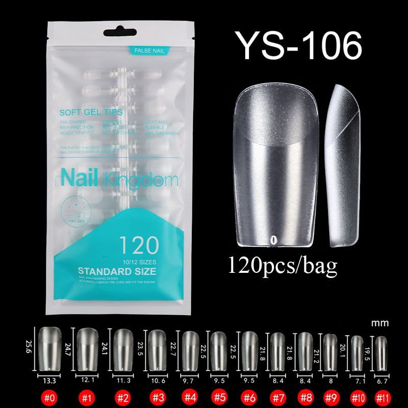 Hot Selling 120pcs Artificial Nails Acrylic Press on Nails Coffin False Nails Clear Fake Nail Tips for Extension Manicure Tool